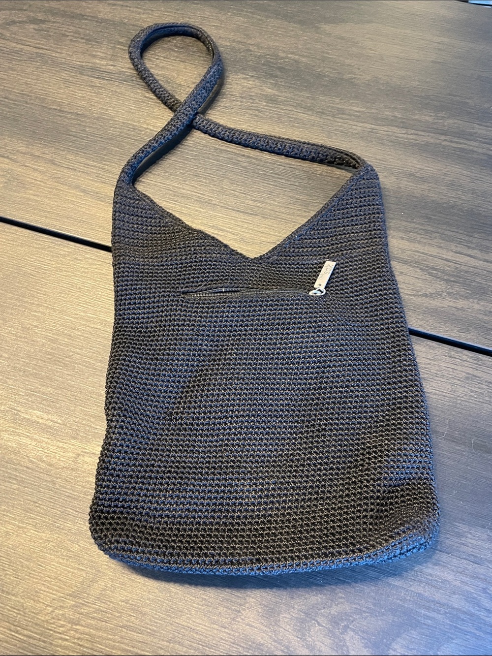 The Sak Black Crochet Crossbody Satchel